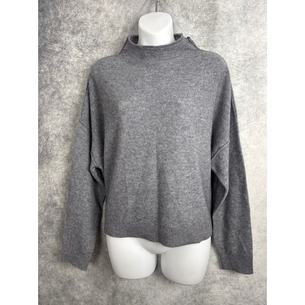 Anthropologie Pilcro Gray 100% Cashmere Alani Mock Neck Boxy Fit Sweater Small